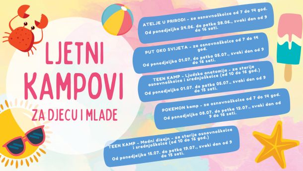 raspored ljetnih kampova za djecu radionica